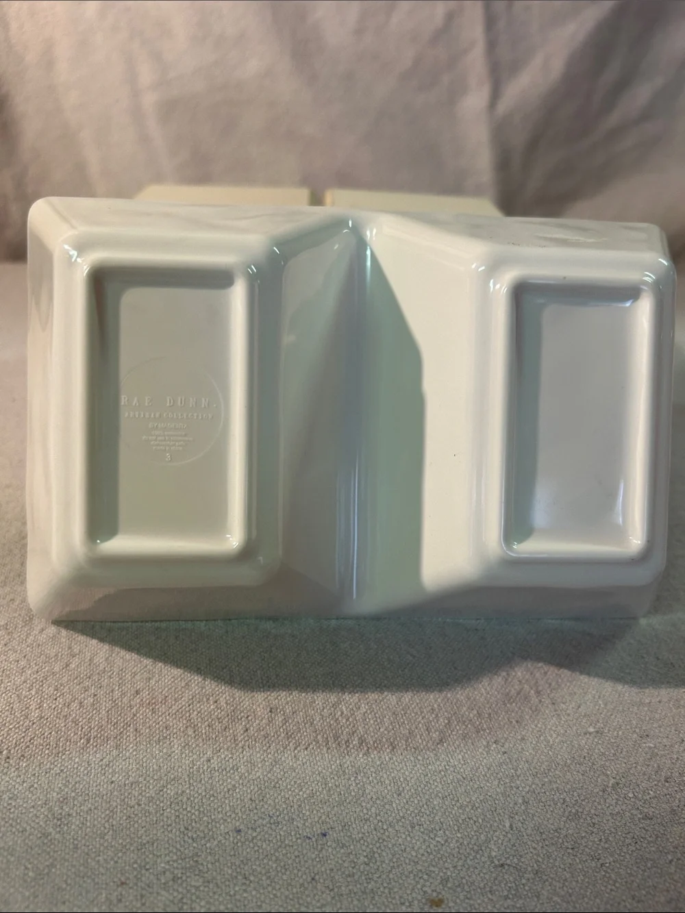 Rae Dunn White Ceramic Double Dip Dish with Lemon & Popsicle Art